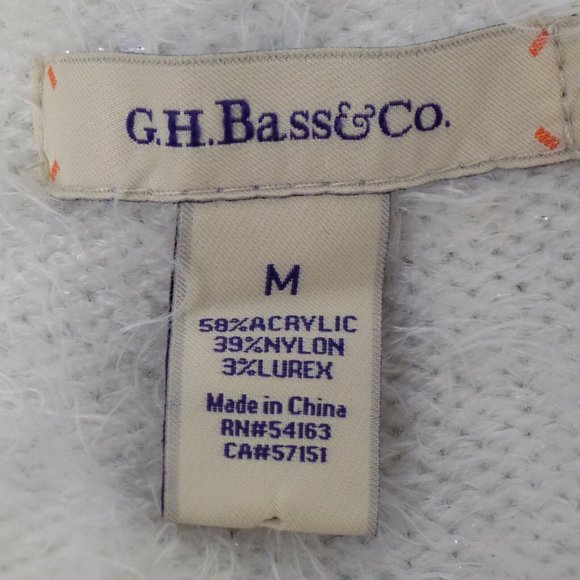 G.H. Bass Co Women Size M Sweater Blue Gray White 1 Button Cardigan Cowl Neck - Picture 3 of 8